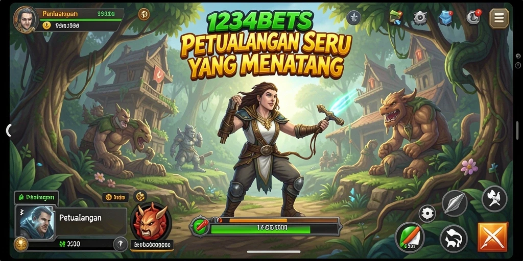 Tampilan antarmuka utama game Petualangan 1234BETS yang menarik.