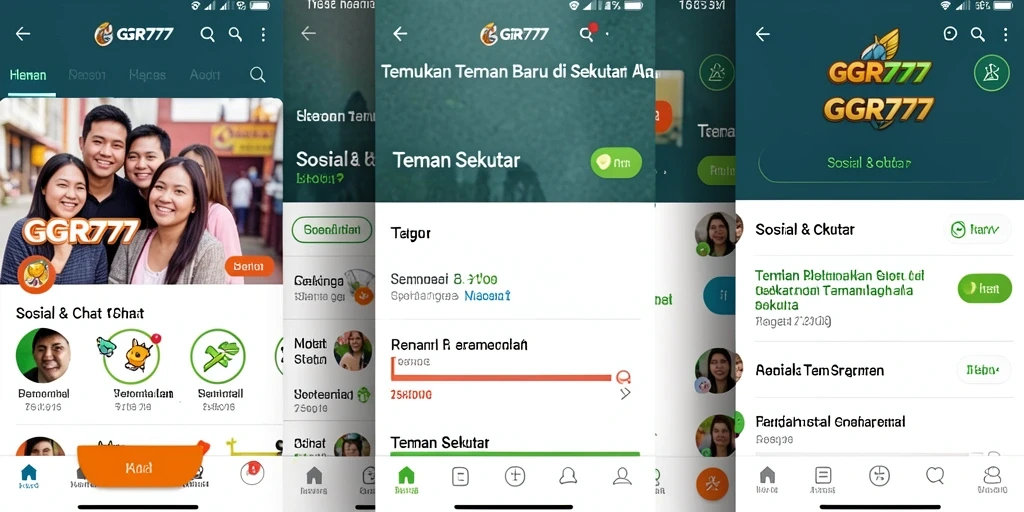 Screenshot antarmuka GGR777 menampilkan fitur untuk mencari teman sekitar.
